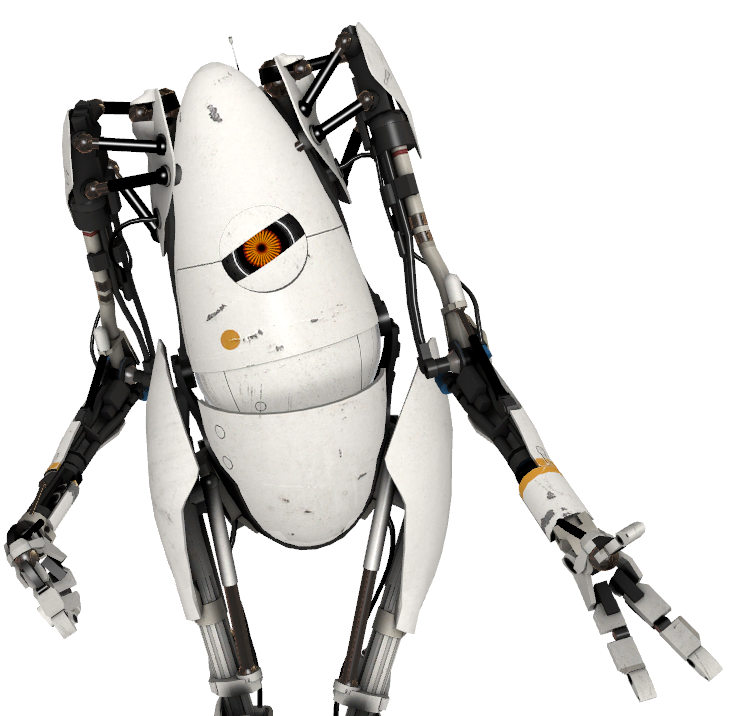 Item p. Портал атлас и Пибоди. Робот Пибоди из портал 2. Portal 2 робот оранжевый. Пибоди из Portal 2.