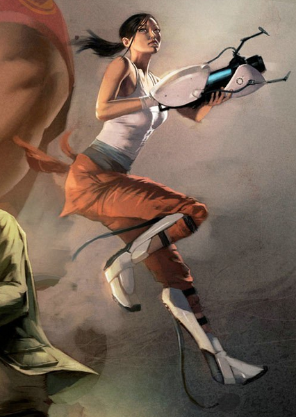 File:Full Zoom of Chell on the Cover of The Sacrifice.png