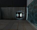 Un Cubo de Redirección de Láser siendo vaporizado en Portal 2